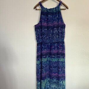 CHICO'S Brooke Watercolor Flowy High Low Dress Size 3 Summer Vacation Resortwear
